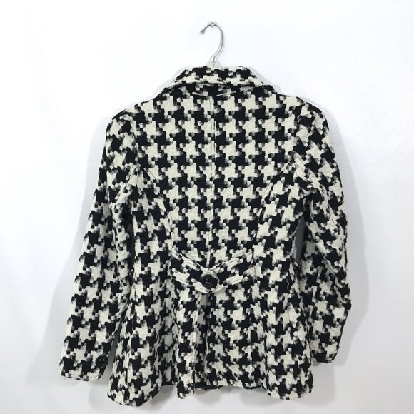 Candie's Houndstooth Jacket Wool Blend Coat Black White Women Size M - Picture 6 of 8